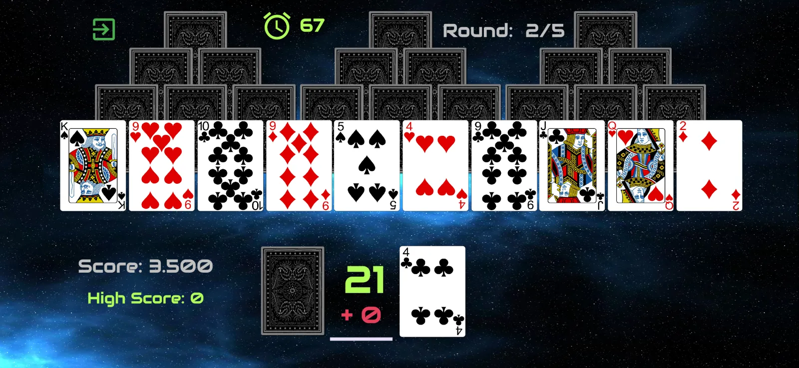 Face-down round with hidden peak cards